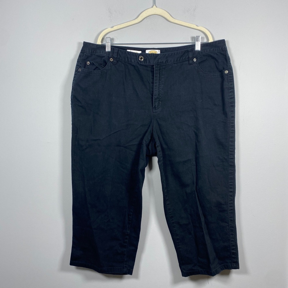 Vintage Talbots Cropped Pants Womens 18W Black Classic Fit Stretch Cotton Capris